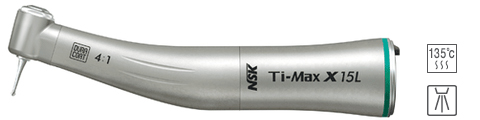Ti-Max X15L - угловой наконечник в титановом корпусе с оптикой и одинарным спреем, понижение 4:1  (NSK, Япония)