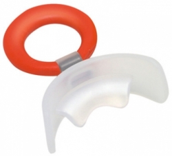 картинка  934010 - Вестибулярная пластинка MUPPY с козырьком, мягкая, прозрачная SMALL (с красным кольцом, от 3 до 5 лет).