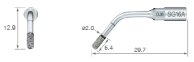 SG16A - цилиндрическая насадка для использования в имплантологии к ультразвуковой хирургической системе VarioSurg, алмазное покрытие, диаметр 2,0 мм. (NSK, Япония) 