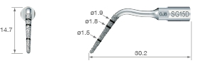 SG15C - удлиненная насадка для использования в имплантологии к ультразвуковой хирургической системе VarioSurg, алмазное покрытие, диаметр 1,3 мм. (NSK, Япония)