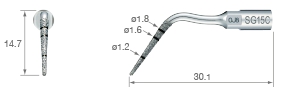 SG15C - удлиненная насадка для использования в имплантологии к ультразвуковой хирургической системе VarioSurg, алмазное покрытие, диаметр 0,9 мм. (NSK, Япония) 