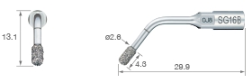 SG16B - цилиндрическая насадка для использования в имплантологии к ультразвуковой хирургической системе VarioSurg, алмазное покрытие, диаметр 2,6 мм. (NSK, Япония)